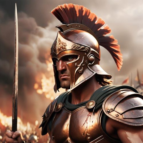 Image of the legendary Greek hero Achilles, famed for his strength, courage, and role in the Trojan War