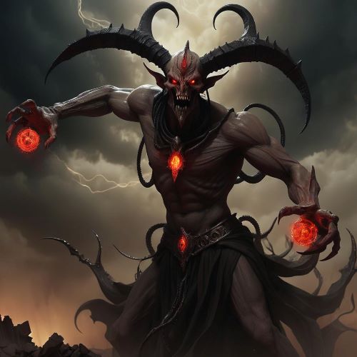Image of the dark and chaotic spirit Ahirman, embodying destruction and malevolent forces.