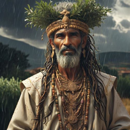Image of the mighty wind and sky deity Anzar, bringing rain and storms.