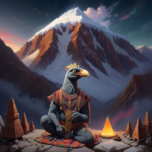 Image of Apu, the sacred Andean mountain spirit and protector of agriculture and communities