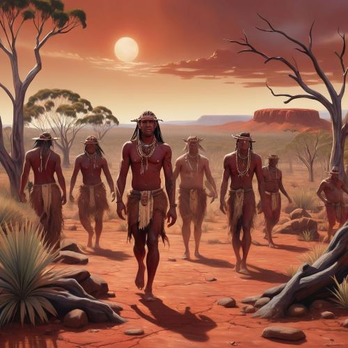 Arrernte_ Tribal imagery representing Arrernte Mythology