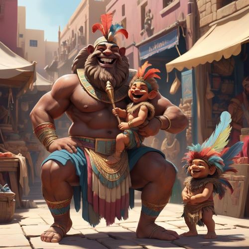 Image of Bes, the protective Egyptian dwarf god of households, childbirth, and music.