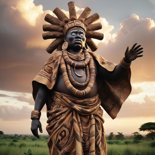 Image of Bumba, the creator god of the Bushongo people, bringing the world and life into existence