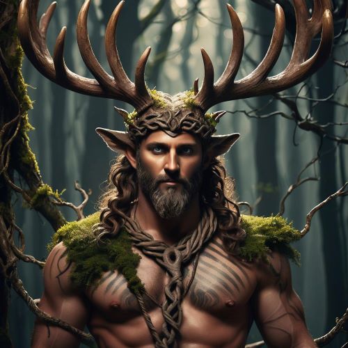 Image of Cernunos, the horned Celtic god of nature, fertility, and wild animals