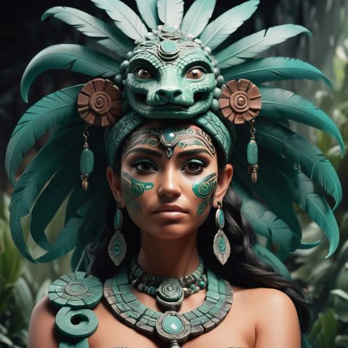 Image of the Aztec serpent goddess Cihuacotl, associated with childbirth, fertility, and protection.