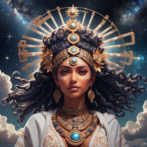Image of Citlalicue, the starry-skirted Aztec goddess of creation and the night sky.