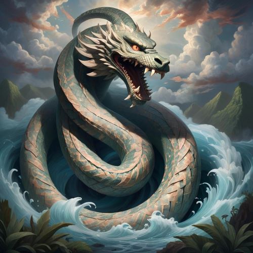 Image of the serpent god Degei, protector and creator in Fijian mythology.