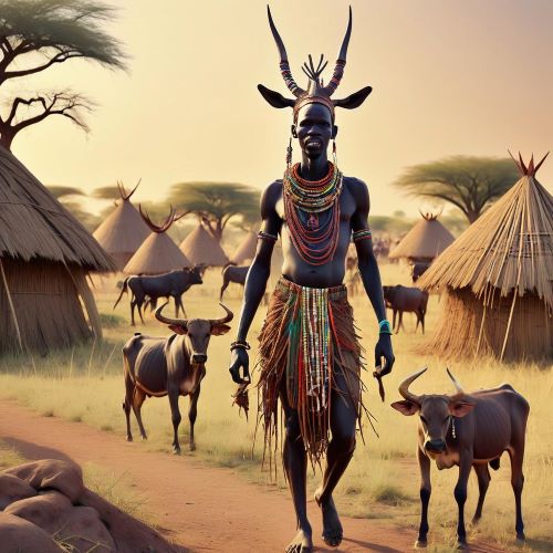 Dinka_ A scene representing Dinka & Nuer mythology