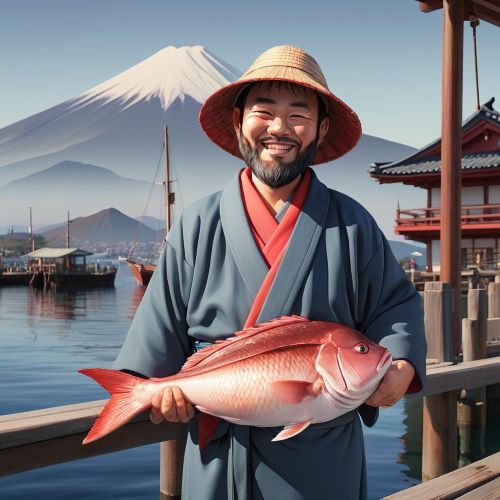 Image of Ebisu, the joyful Japanese god of fishermen, luck, and prosperity.