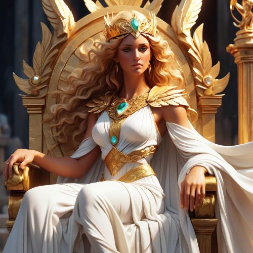 Image of the regal Greek goddess Hera, queen of the gods and protector of marriage and family