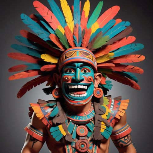 Image of the trickster and playful Aztec deity Huehuecoyotl, god of music, dance, and mischief