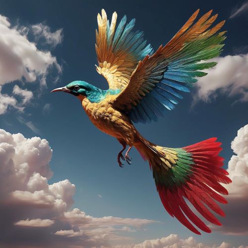 Image of the mythical Huma Bird, a legendary creature symbolizing immortality and fortune.