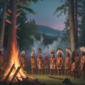 Iroquois_ Image of the Iroquois, the indigenous people of the Northeastern Woodlands known for their rich culture, governance, and longhouse tradition