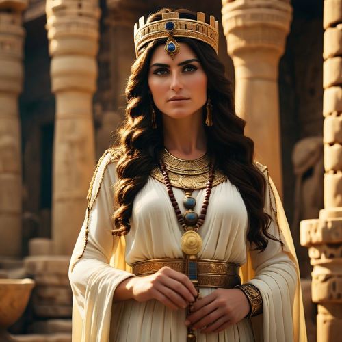 Image of the Mesopotamian goddess Ishtar, symbolizing love, war, and fertility.