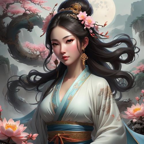 Image of the celestial goddess Jiutian Xuannu, embodying wisdom, protection, and divine power.