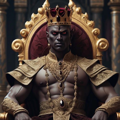 Image of the tyrannical demon king Kamsa from Hindu mythology