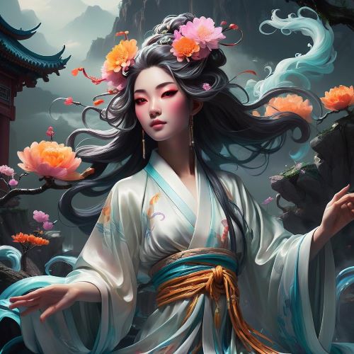 An image of the Chinese genderfluid immortal Lan Caihe