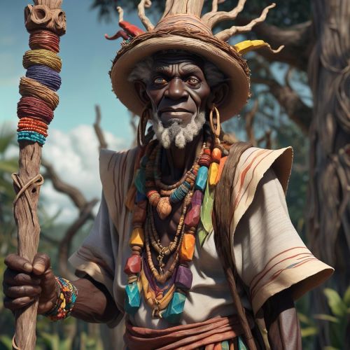 Image of Legba, the mystical West African deity and guardian of crossroads, communication, and spiritual access.
