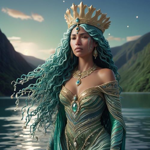 Image of the serene Incan sea and water goddess Mama Qucha