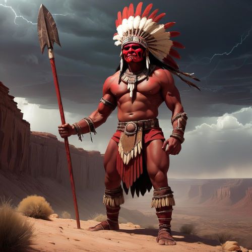 Hopi guardian of fire Masauwu on the Hopi cliffs