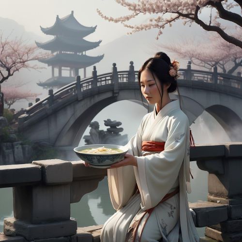 Image of the mystical Meng Po, the Chinese goddess who serves the forgetfulness soup to souls in the afterlife.