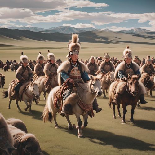 Mongolian_ A image of nomadic herdsmen representing Mongolian Mythology