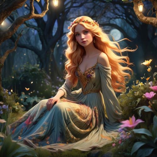 Korrigan depicted in mystical art as a mischievous forest spirit embodying magic, trickery, and nocturnal mystery.