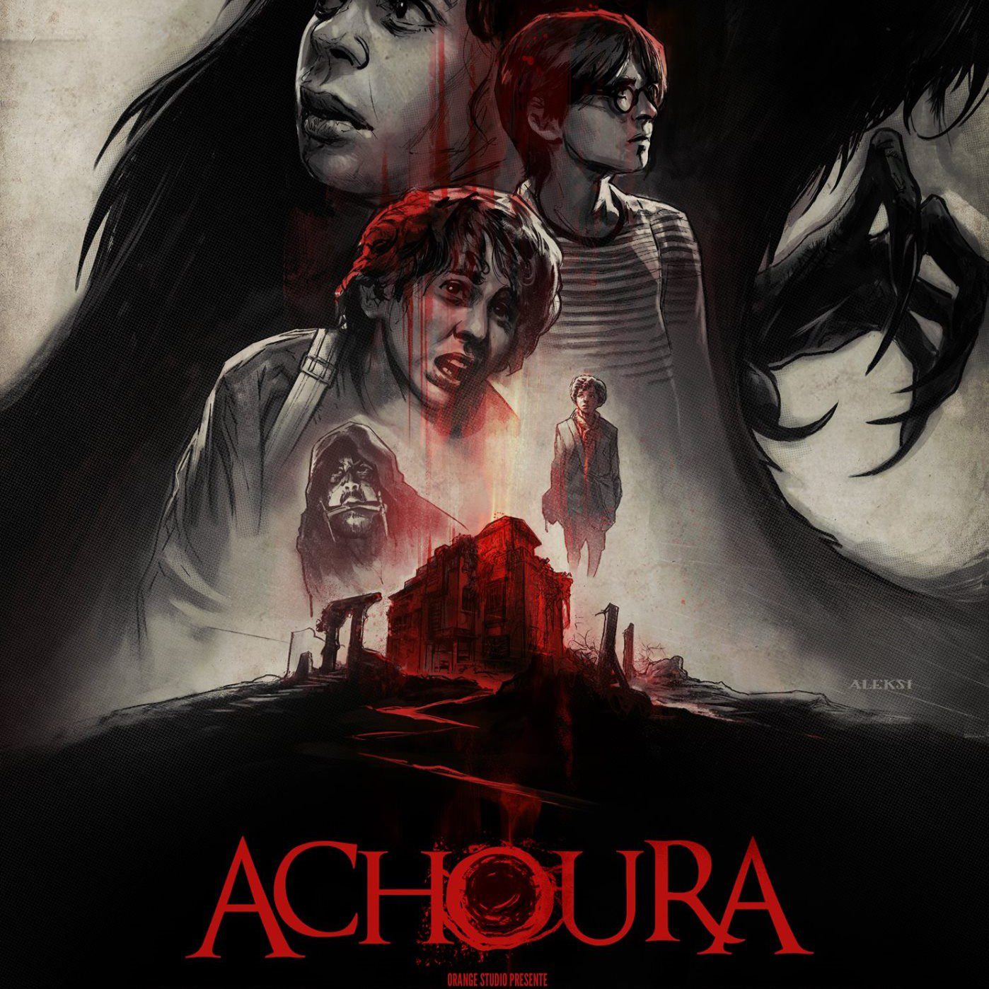 Achoura_ portrayed in symbolic mythic art representing ritual, remembrance, and spiritual intensity.