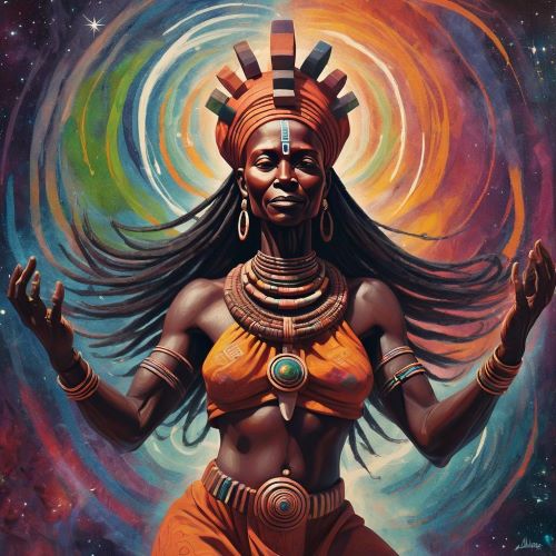 Image of Amma, the supreme creator goddess of the Dogon people, embodying cosmic order and fertility.