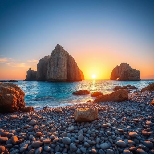 Aphrodite's Rock : The Lover's Challenge Aphrodite’s Rock shown in serene art as a sacred shoreline symbolizing love, beauty, and divine birth.