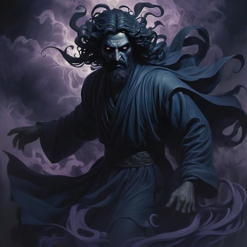 Asto Vidatu_ depicted in mythic art as an enigmatic ancient force symbolizing hidden power and mysticism.