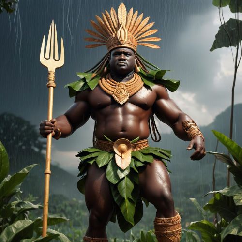 Bemba depicted in dynamic art as a tribal warrior embodying strength, courage, and cultural heritage.