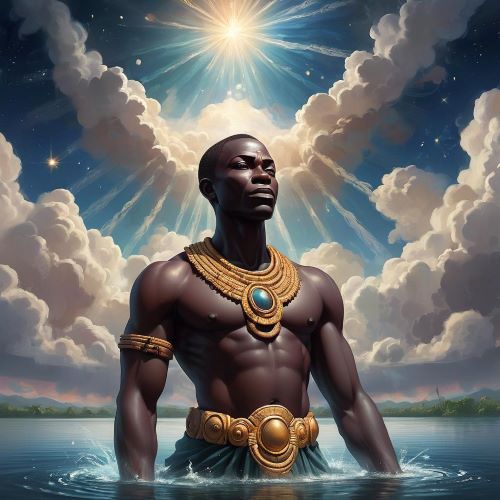 Bosomtwe depicted in serene art as a sacred crater lake symbolizing nature, reflection, and spiritual tranquility.