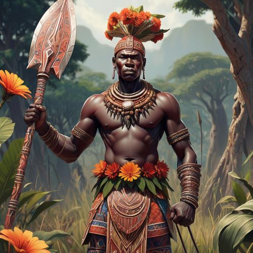 Chibinda Ilunga depicted in vibrant art as a legendary cultural hero symbolizing leadership, wisdom, and heritage.