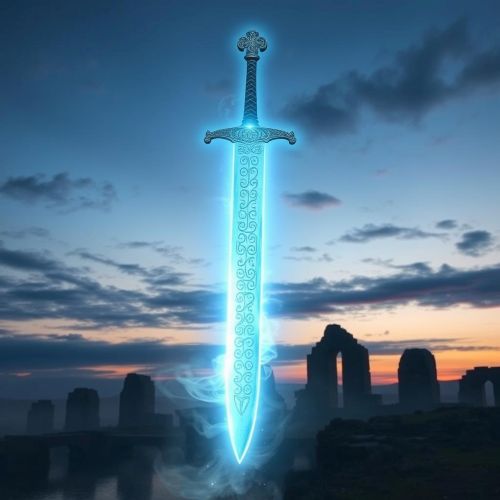 Claíomh Solais depicted as a radiant legendary sword glowing with otherworldly power from Irish myth