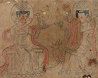 Daena depicted in traditional art as a radiant feminine figure symbolizing conscience, revelation, and spiritual insight.