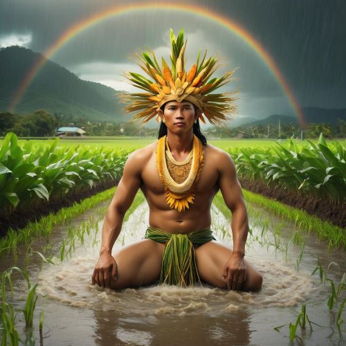 Dumangan depicted in vibrant art as the benevolent harvest goddess symbolizing fertility, abundance, and seasonal cycles.