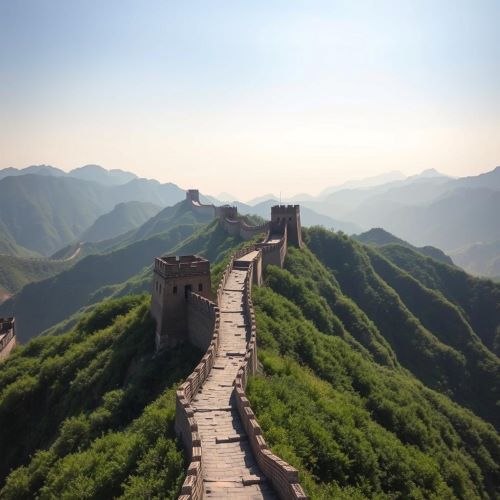 Great Wall depicted in sweeping art as a majestic ancient fortification symbolizing protection and endurance.
