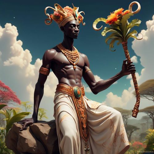 Gu depicted in mystical art as a fierce deity embodying war, protection, and ritual power.