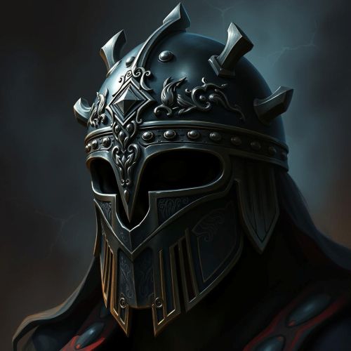 Helm of Darkness depicted as a shadowy mythical helmet granting invisibility and the power of unseen movement