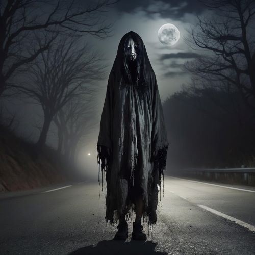Hollow Eyed Woman depicted in mythic art as a haunting female figure symbolizing fear, loss, and the unknown.