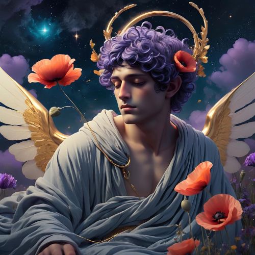 Hypnos depicted as a calm, shadowed deity embodying sleep, dreams, and quiet divine stillness