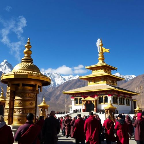 Front view of Jokhang Temple, the spiritual heart of Tibetan Buddhism in Lhasa.