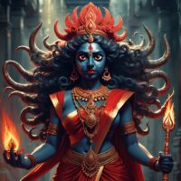 "Temple deity Kaliamman, protector of villages and devotees."