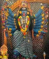 "South Indian goddess Kaliamman, symbol of protection and power."