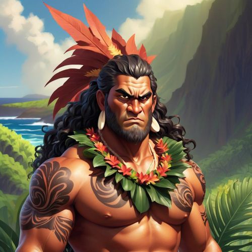 "Kamapuaʻa, the Hawaiian pig-man demigod, symbol of strength and fertility."