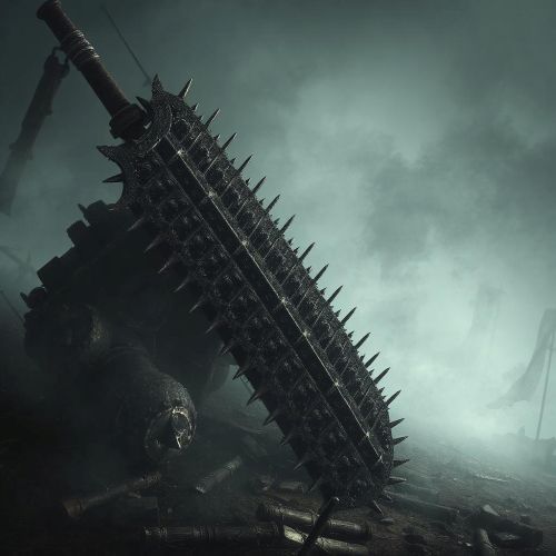 "Kanabo, the legendary Japanese crushing mace, depicted with a heavy spiked head and sturdy wooden handle."