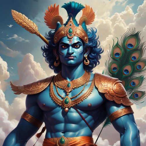 Image of the warrior god Karthikeya, symbolizing victory, courage, and divine youth.