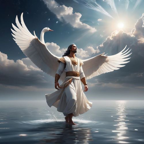 Kayra depicted in minimalist art as a supreme sky god symbolizing creation, fate, and cosmic order.