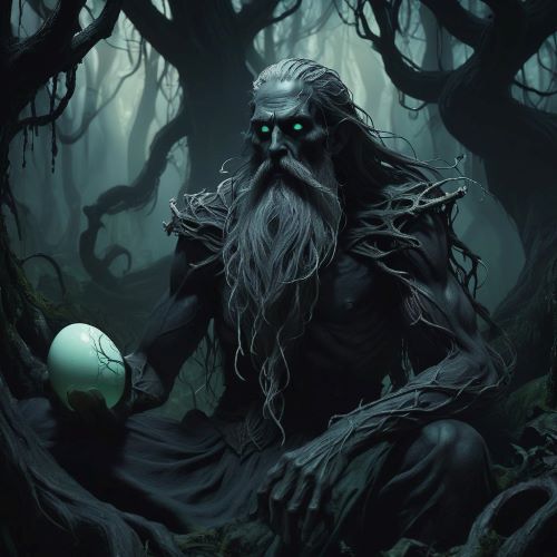 Koschei the Deathless depicted in mythic art as an undead sorcerer symbolizing immortality and dark magic.